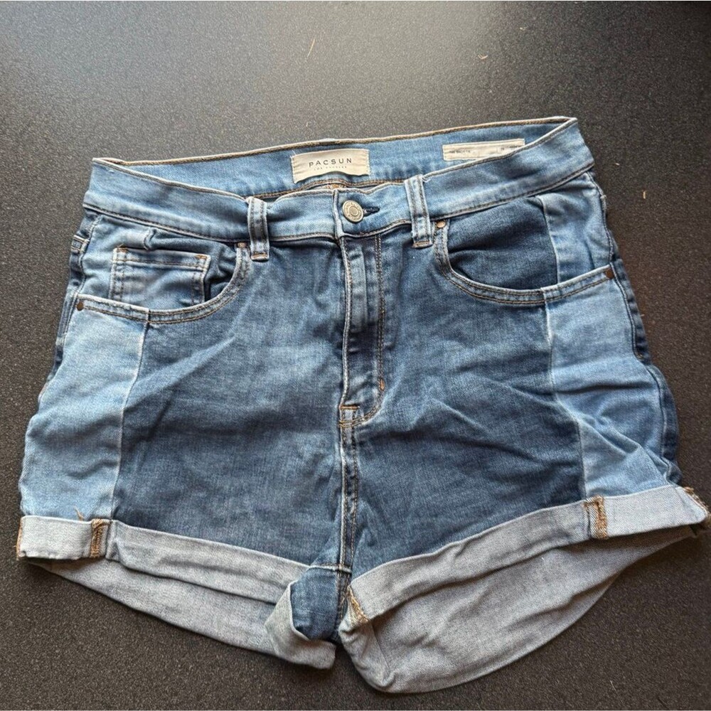Pacsun Jean denim two tone Shorts size 29 Y2K Casual 70's Hippie Festival Boho